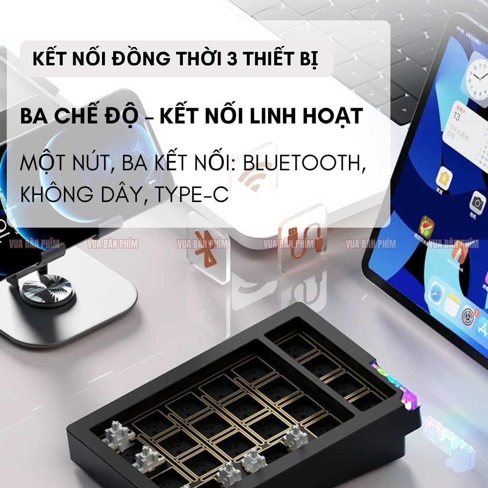 Bàn phím số cơ | numpad không dây stars21 ver 2, pin 2000 mA ,nhôm cnc , mạch xuôi, hotswap, led rgb, via/qmk nhỏ gọn | BigBuy360 - bigbuy360.vn
