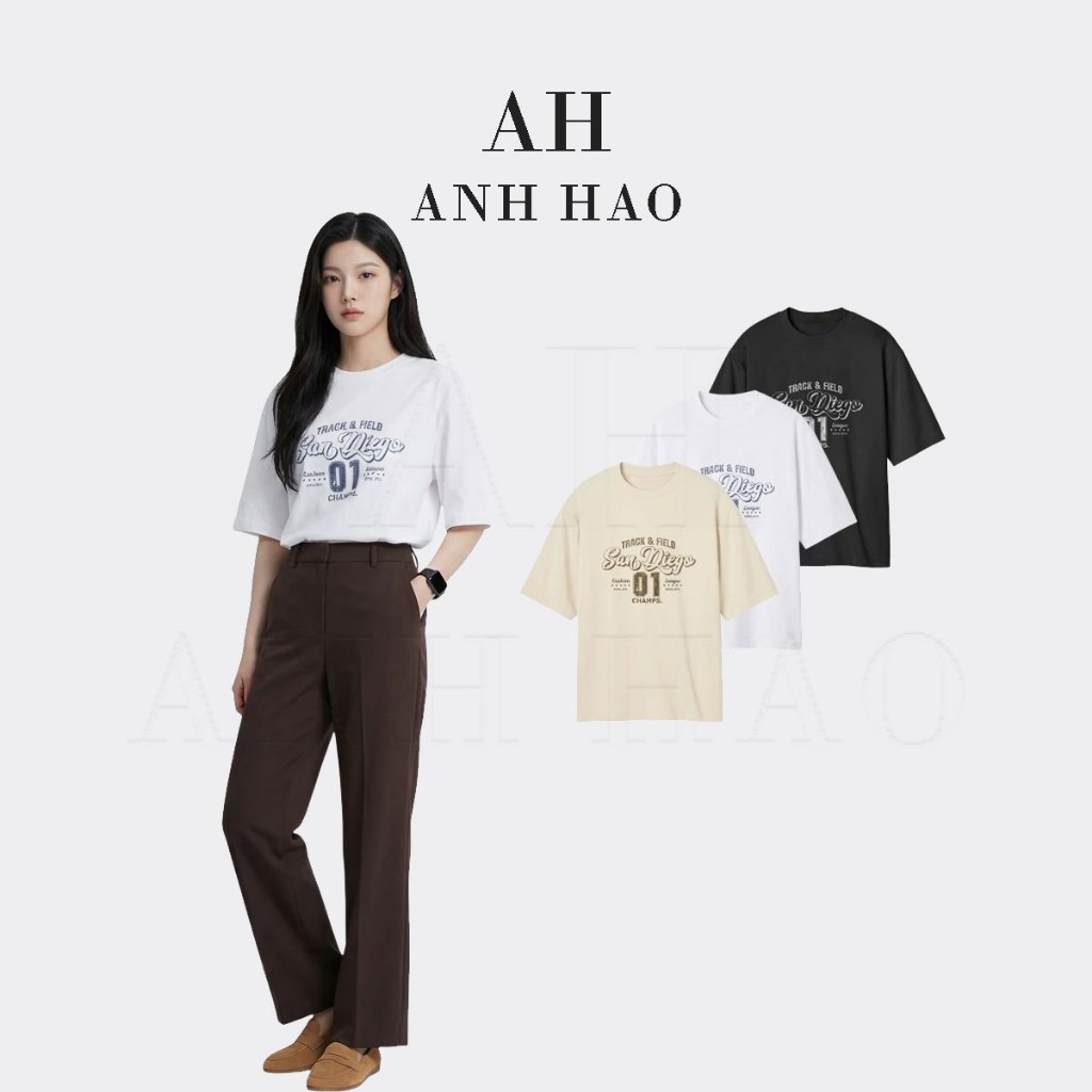 ÁO THUN Unisex Oversize San Diego NAM Nữ CỔ TRÒN Form Rộng Vải Cotton Thời Trang -  | AH STUDIO