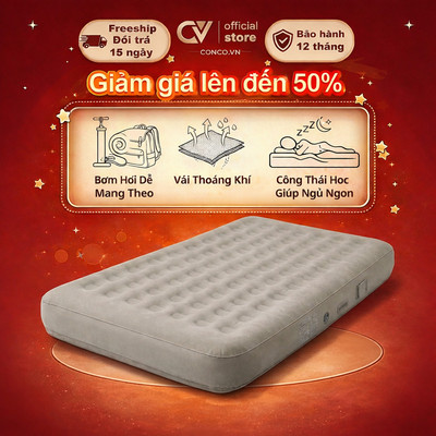 CONOCO Nệm Hơi Giường Hơi Đôi Đa Năng Tặng Kèm Bơm Điện 2 Mặt Nhung PVC Thoáng Khí Chống Thấm