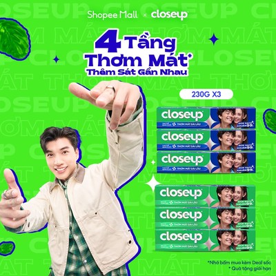 Combo 3 Kem đánh răng dạng gel giúp sạch khuẩn Closeup Thơm Mát Bất Tận 230g