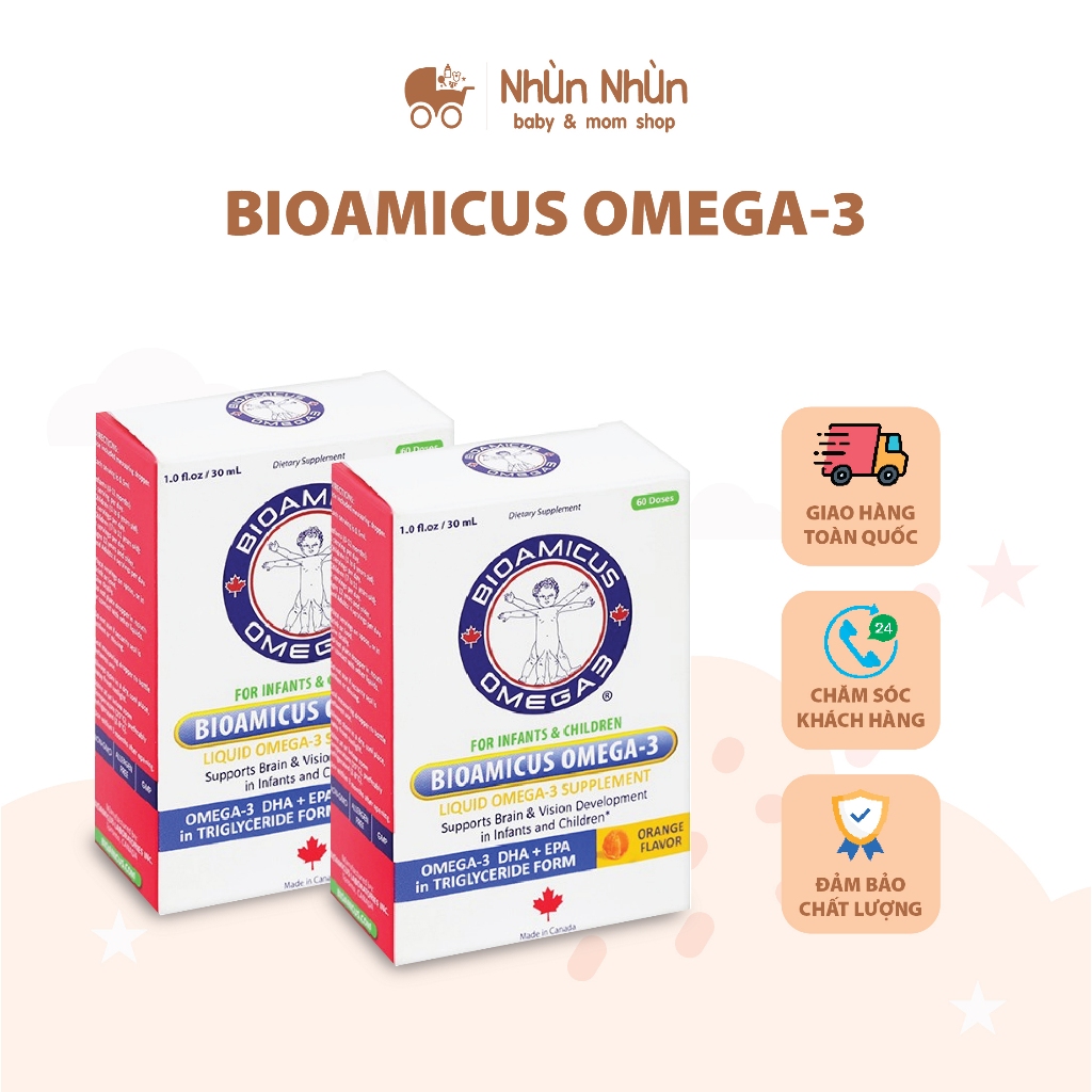 Bioamicus Omega 3 Bổ Sung DHA Giúp Bé Thông Minh Mắt Sáng Khỏe Hương Cam Thơm Tự Nhiên 30ml