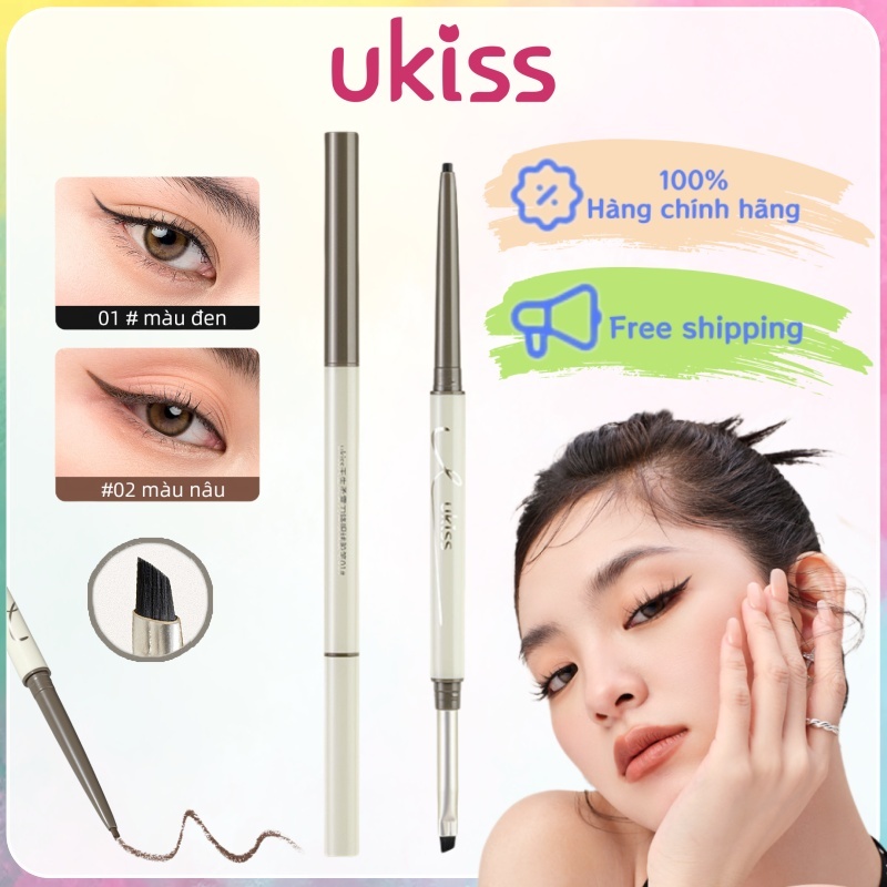 UKISS Hai đầu bút chì bút kẻ mắt dạng gel có siêu mỏng Cọ kẻ mắt chống nước chống bẩn lâu trôi