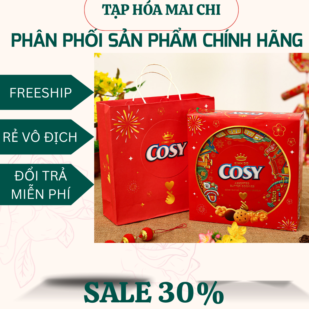 Bộ quà tết Bánh quy thập cẩm socola Cosy hộp 378g hộp quà tết cosy