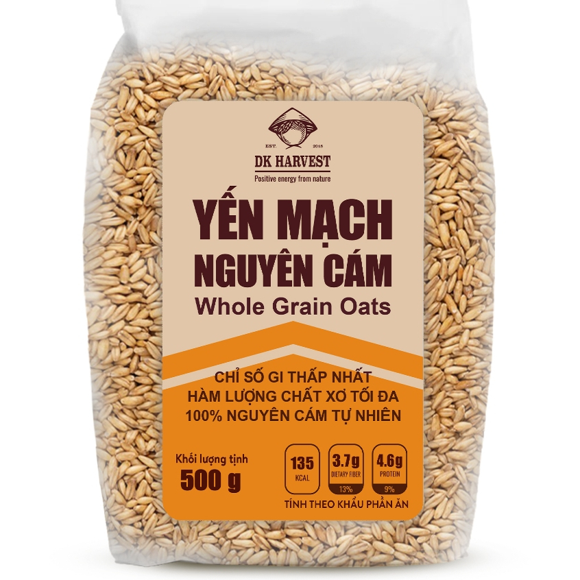 Yến Mạch Nguyên Cám (Nguyên Hạt) DK Harvest Nhập Khẩu Úc - Nguyên Hạt Giữ Nguyên Vỏ Cám, Hàm Lượng Chất Xơ Cao, GI Thấp