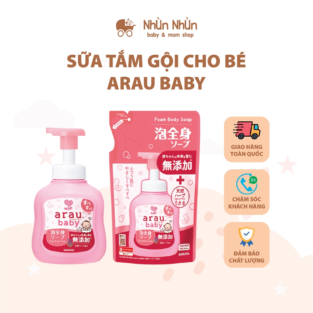 (Hà nam)Sữa tắm gội Arau dạng túi 400ml và dạng chai 450ml