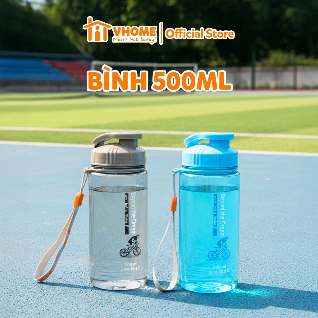 Bình Nước Thể Thao 500ml - Nhựa Vĩ Hưng, Có Dây Xách Tiện Lợi, Đa Dạng Màu Sắc