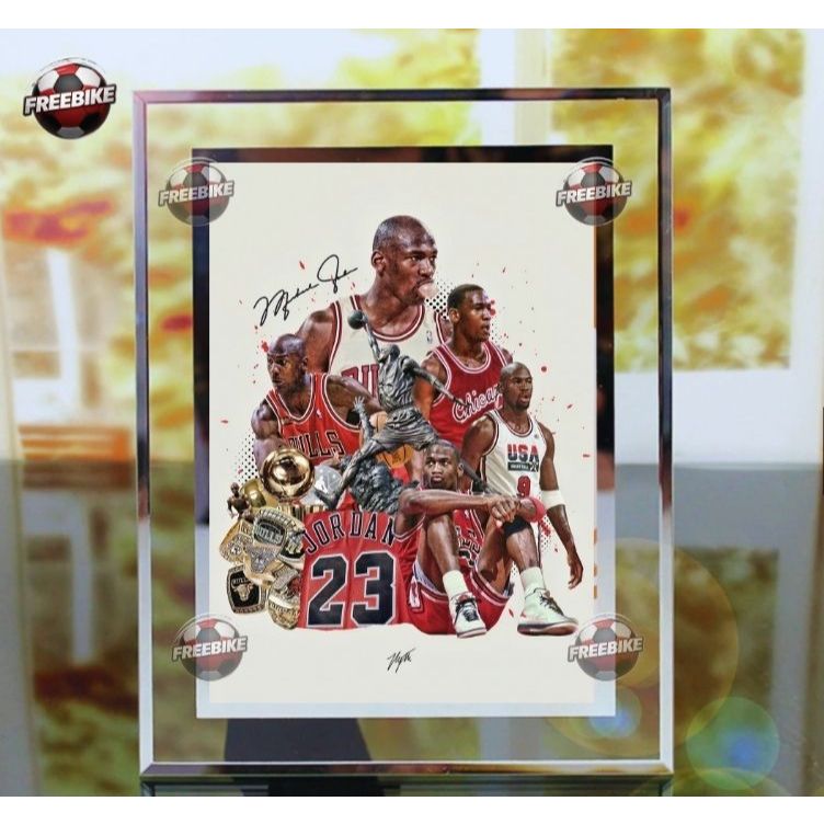 KHUNG POSTER  BẰNG KÍNH PHA LÊ CAO CẤP MICHAEL JORDAN MẪU 4