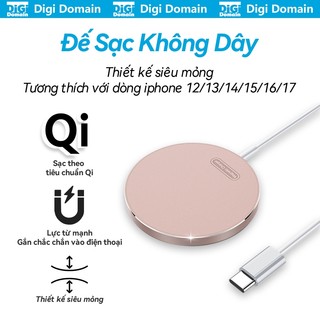 Sạc không dây từ tính chuẩn sạc nhanh Qi 15W lực hút từ siêu mạnh tương thích iPhone 12-17 và AirPods 2/3 Pro