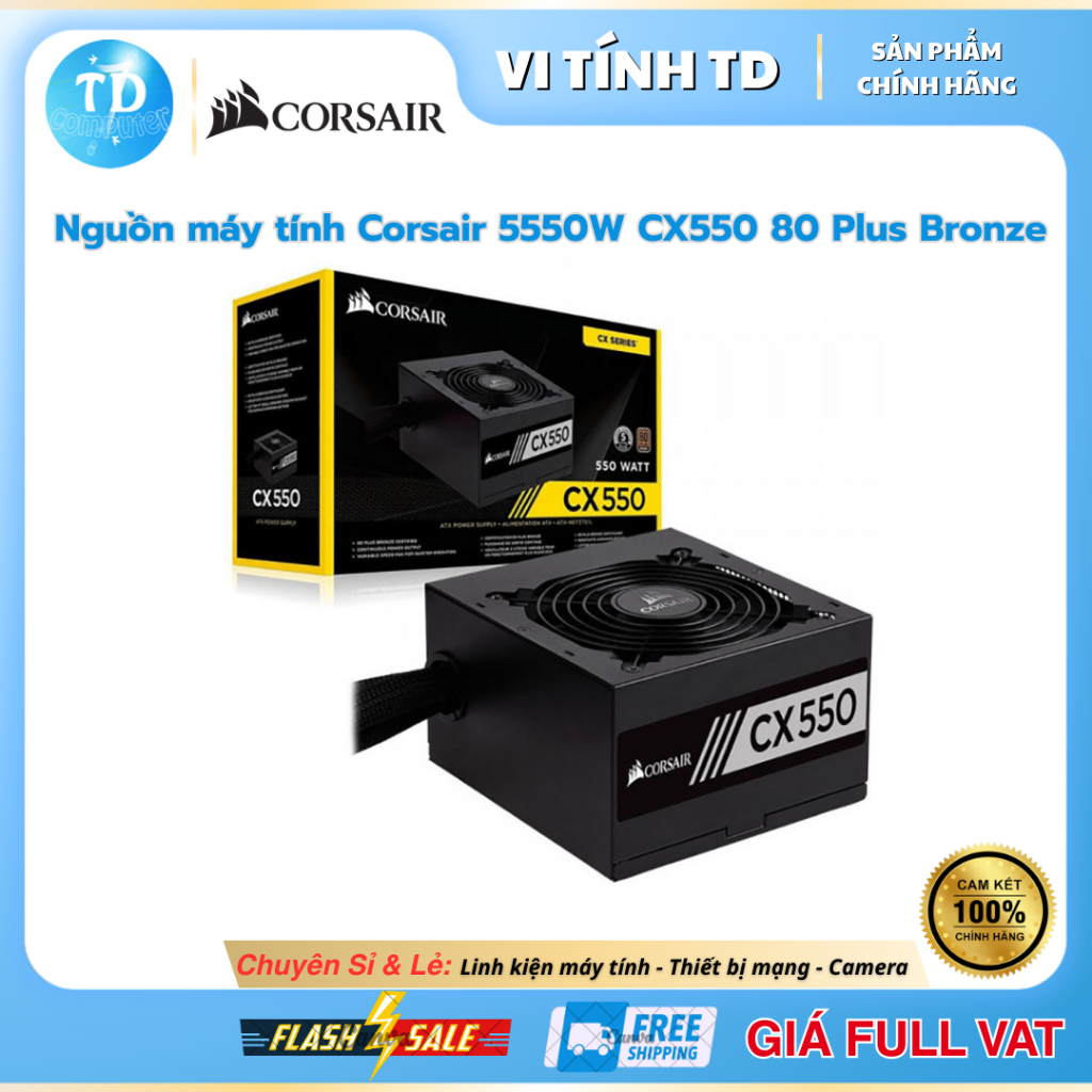 Nguồn máy tính 550W Corsair CX550 80Plus Bronze - Hàng chính hãng