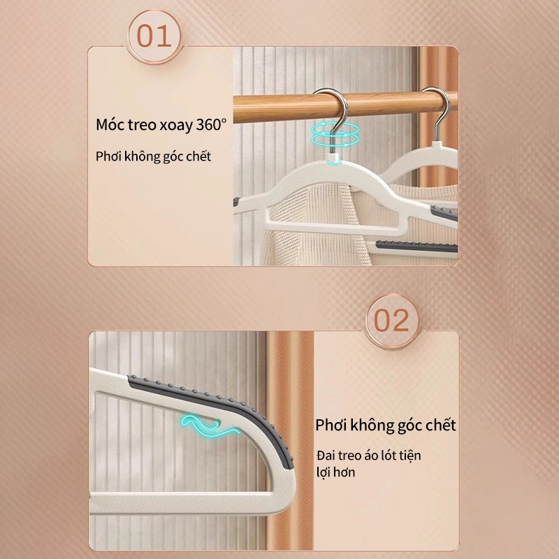 Móc treo quần áo kiểu mới không vết hằn sắp xếp đồ gia đình, phơi đồ chống trượt bảo vệ góc vai | BigBuy360 - bigbuy360.vn