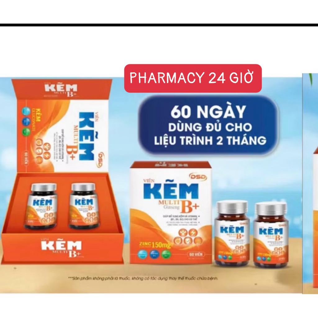 Kẽm DSD Multi B+ ginseng hộp 60 viên bổ sung kẽm và vitamin