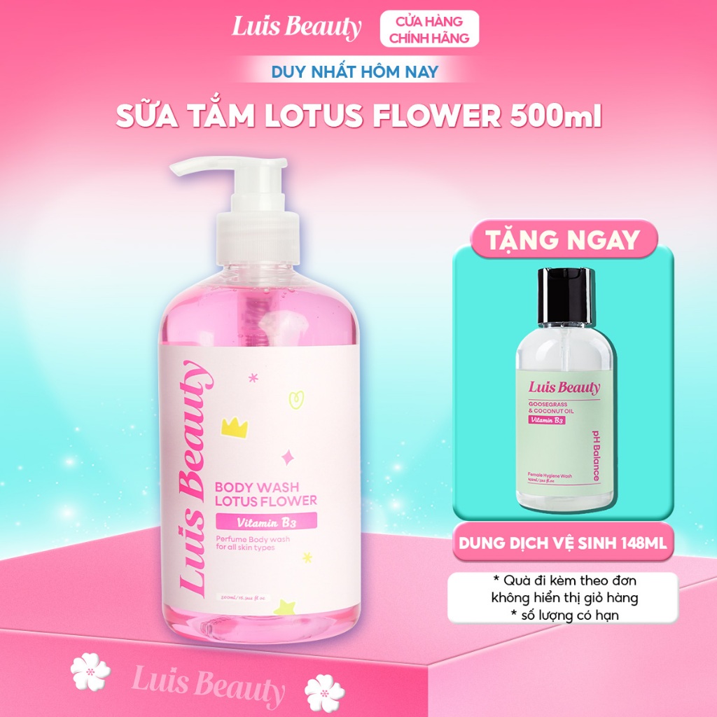 Sữa Tắm Nước Hoa Hương Hoa Sen Luis Beauty 500ml Dưỡng Ẩm Sáng Da Lưu Hương