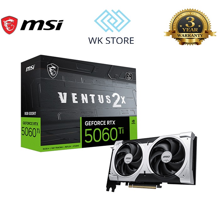 Card Màn Hình VGA MSI NVIDIA GeForce RTX 5060 Ti 8GB VENTUS 2X PLUS, GDDR7 Mới, BH 36T