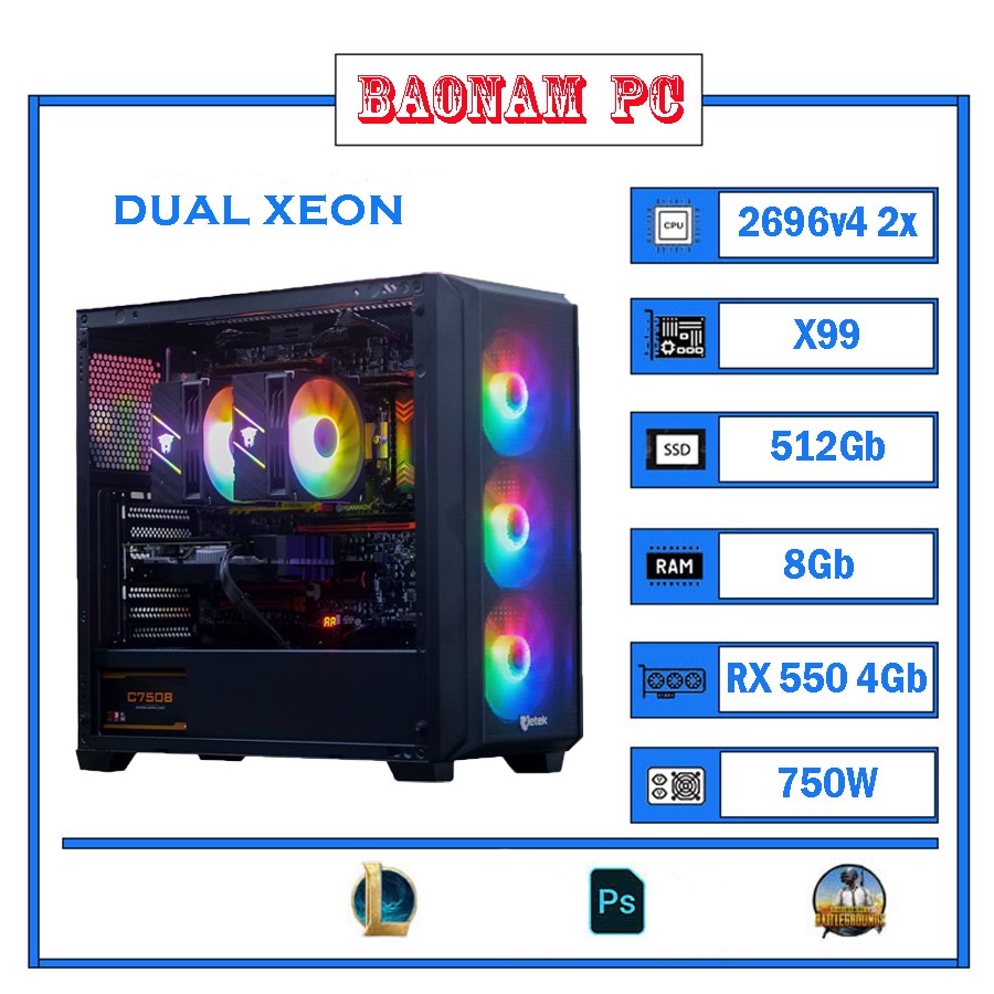 Bộ Máy Tính Xeon E5-2696V4 2X Chuyên Giả Lập Sever