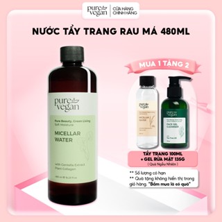 Nước Tẩy Trang Rau Má Thuần Chay Pure Vegan Làm Sạch Bã Nhờn Cấp Ẩm Làm Dịu Da 480ml - Phù Hợp Da Nhạy Cảm