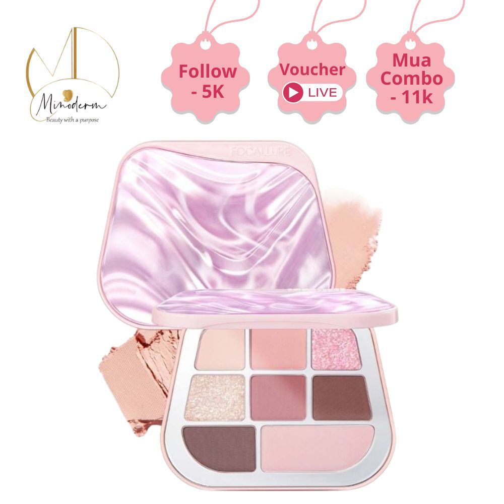 Bảng phấn mắt FOCALLURE 8 Pan Pressed Powder Palette sắc tố cao, không nhòe, lâu trôi chống nước E09
