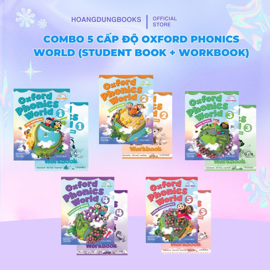Oxford Phonics World Combo 5 Levels (1–5) | Student Book + Workbook | Có Audio