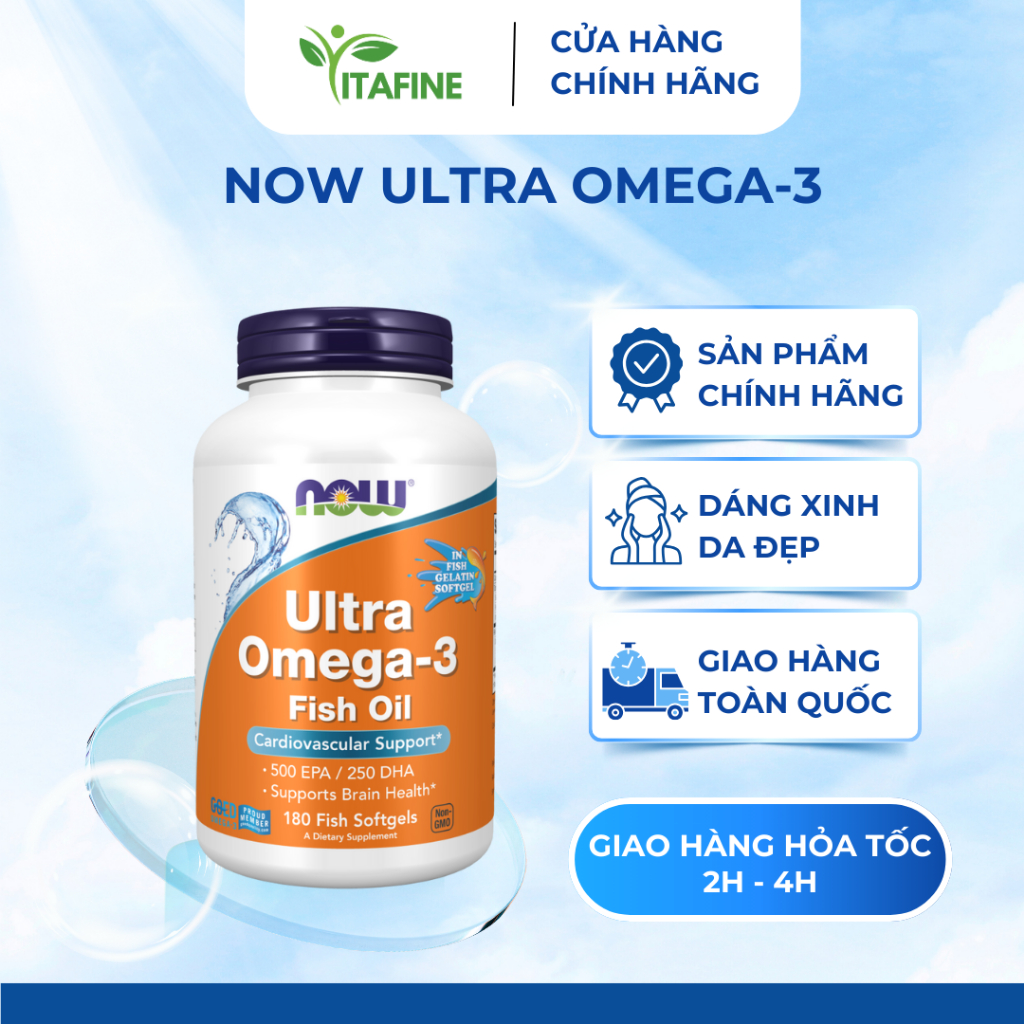 Now Ultra Omega-3 Fish Oil - Hỗ trợ não bộ, thị lực,  tim mạch, chống lão hóa, khỏe xương khớp