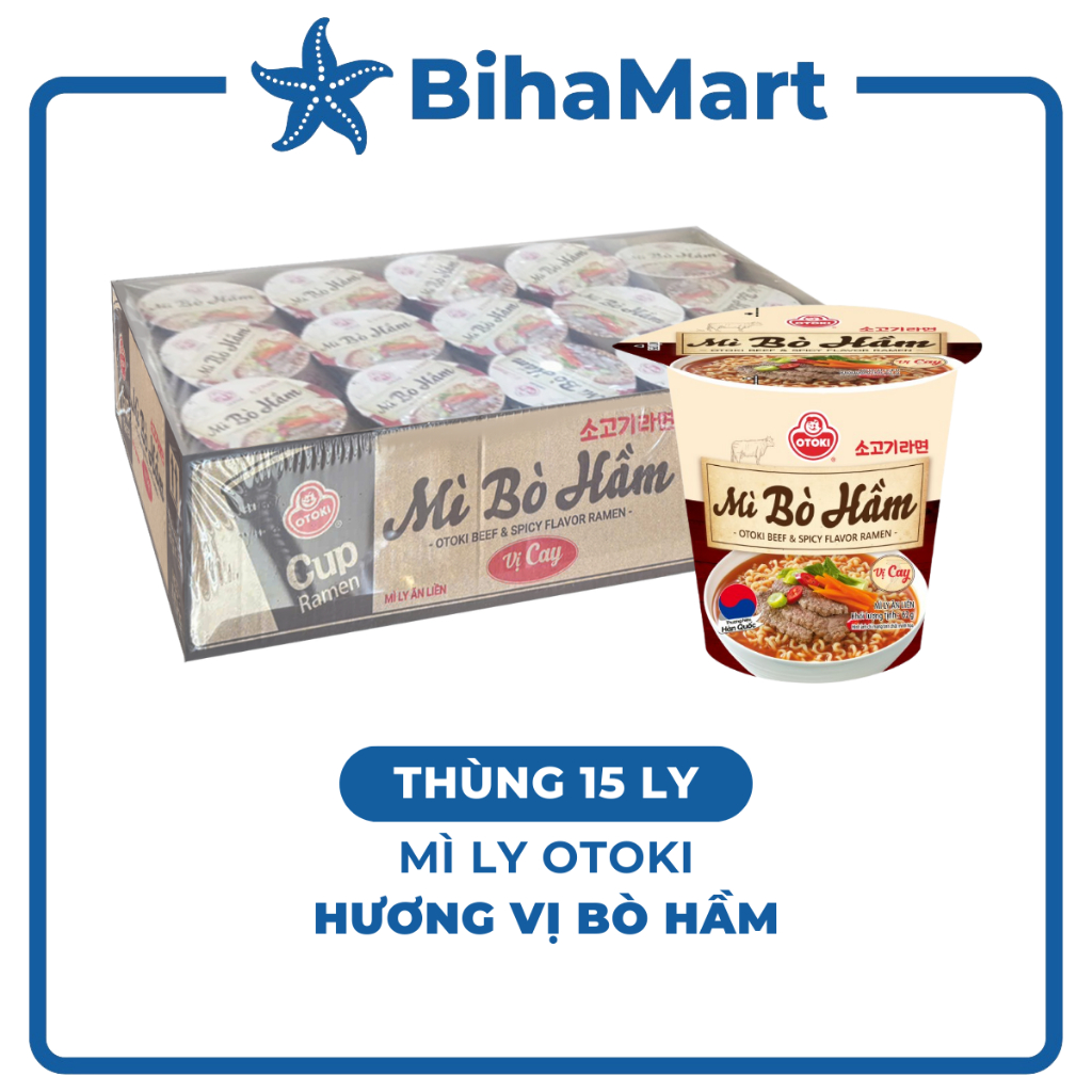 [THÙNG15LY]- OTTOGI - Mì ly Ottogi hương vị Bò hầm, Ottogi mì ly ăn liền, Mì ly bò hầm Otogi ly, Mì 