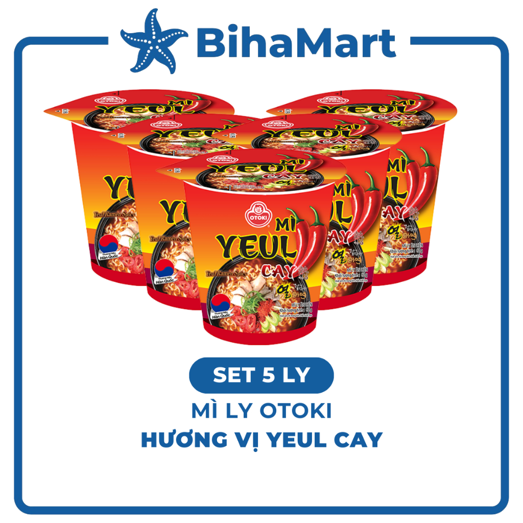 [SET 5 LY]- OTTOGI - Mì ly Ottogi hương vị Yeul cay, Ottogi mì ly ăn liền, Mì ly Hàn Quốc Otogi ly, 