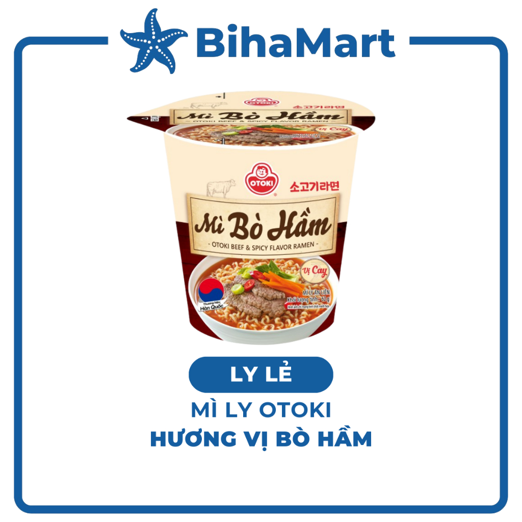 [LY LẺ] - OTTOGI - Mì ly Ottogi hương vị Bò hầm, Ottogi mì ly ăn liền, Mì ly bò hầm Otogi ly, Mì ly 