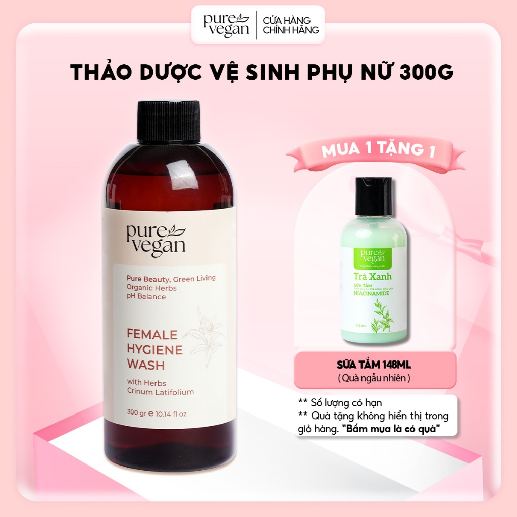 Dung Dịch Vệ Sinh Phụ Nữ Pure Vegan Giúp Làm Sạch Giảm Mùi Hôi Dưỡng Ẩm - 300g