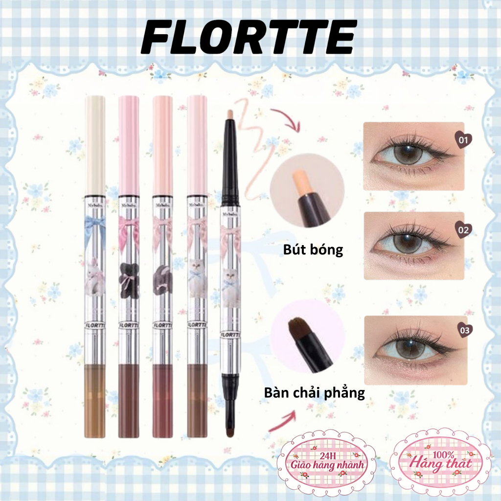 FLORTTE Bút kẻ bọng mắt 2 đầu Flortte Peng Peng Princess(4 Màu)