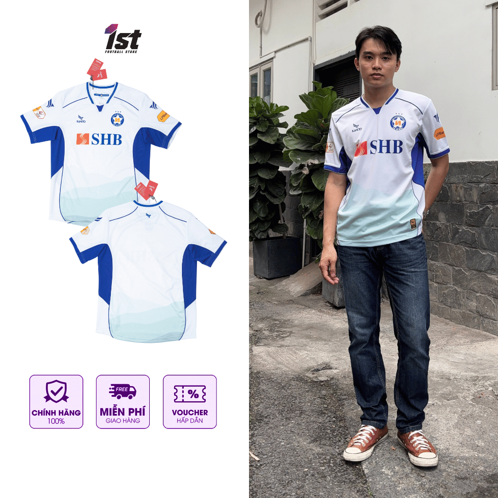 Áo Thi Đấu Bóng Đá CLB SHB Đà Nẵng Màu Trắng Xanh mùa giải V.League 2024-2025