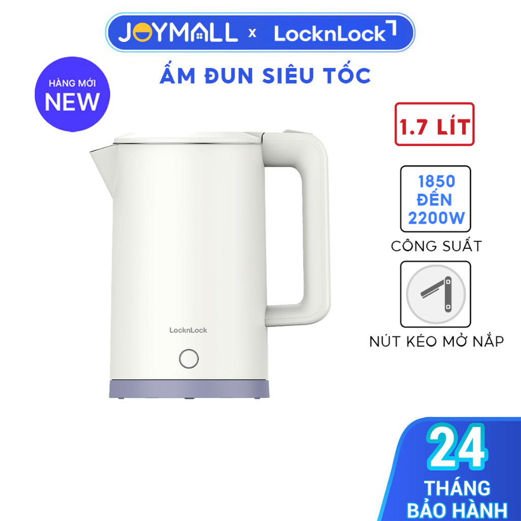 Ấm Đun Siêu Tốc LocknLock EJK728IVY 1.7L 2200W, Hàng Chính Hãng, Cách Nhiệt 2 Lớp - JoyMall