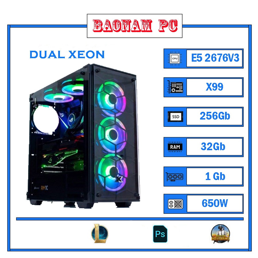 PC Dual Xeon E5 2676V3 Đồ hoạ Chuyên Giả Lập Render Chạy Ảo Hoá