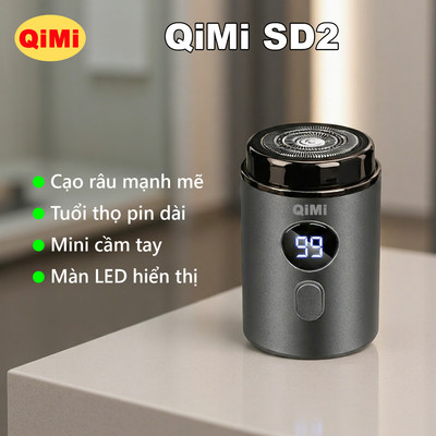 Máy Cạo Râu QiMi SD2 - Kiểu Dáng Nhỏ Gọn, Lưỡi Dao Tự Mài Sắc Bén, Chống Nước IPX6, An Toàn Tiện Lợi