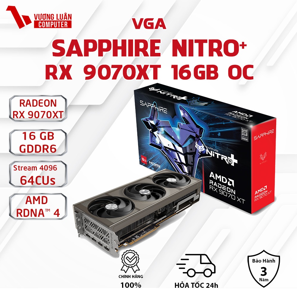VGA Sapphire NITRO+ AMD Radeon RX 9070 XT OC 16GB Chính Hãng FULLVAT
