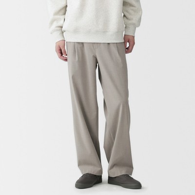 [26SS] MUJI Quần Nam Nhanh Khô Ống Rộng Xếp Ly