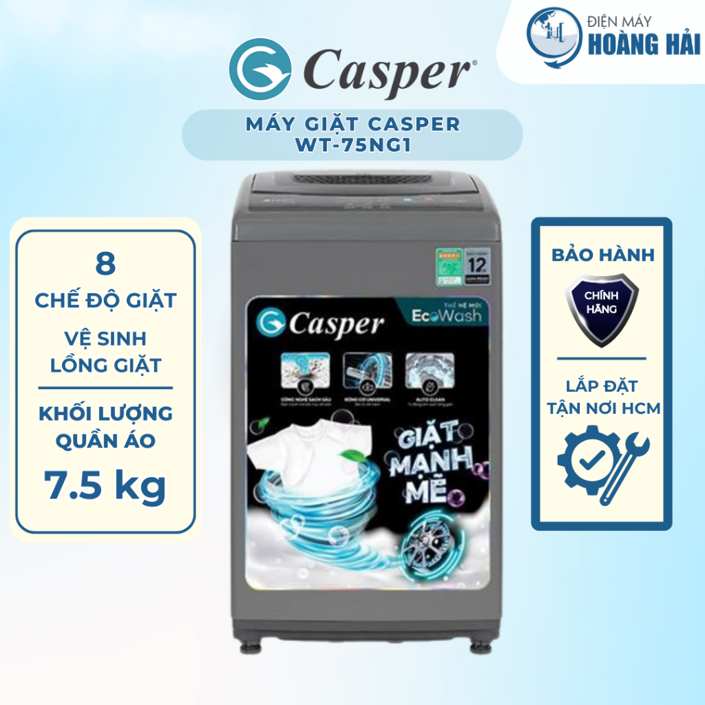 WT-75NG1 | Máy giặt Casper 7.5 kg WT-75NG1 - Hàng chính hãng