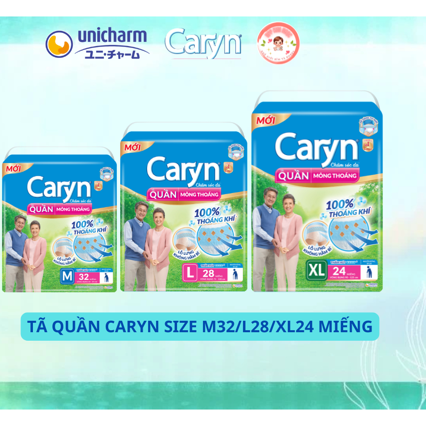 [RẺ_CHÍNH HÃNG] Tã/Bỉm quần Caryn siêu mỏng gói lớn M32/L28/XL24 - Kim Ngọc