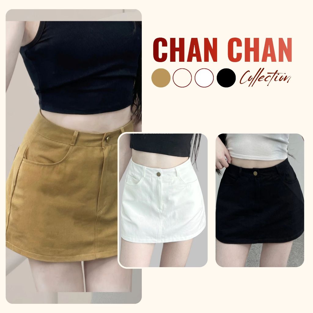Chân Váy Kaki Dáng Ngắn Có Lót Trong BigSize ChanChan - Chân Váy Mini Cạp Khuy Cao Cấp S-3XL