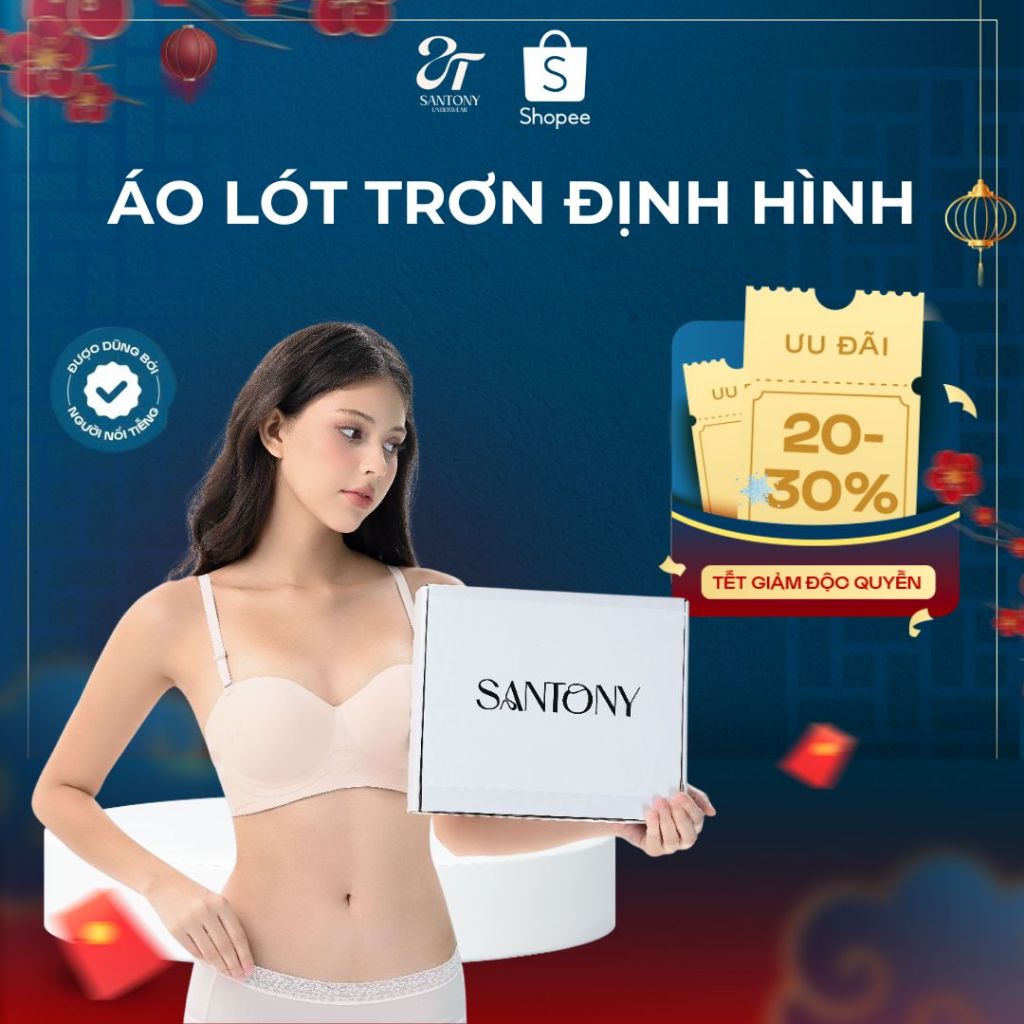 Áo Ngực Trơn Không Gọng Nâng Ngực 3/4 Santony Êm Dịu Thoải Mái Tôn Dáng Tự Nhiên Hàng Ngày 9195 Sant