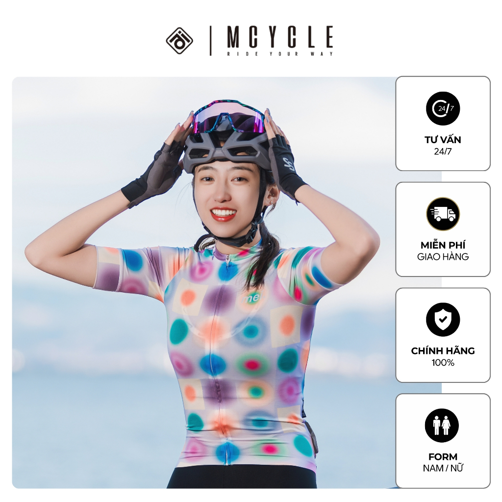Áo đạp xe nữ ngắn tay MY246W Polka dots chính hãng MCYCLE