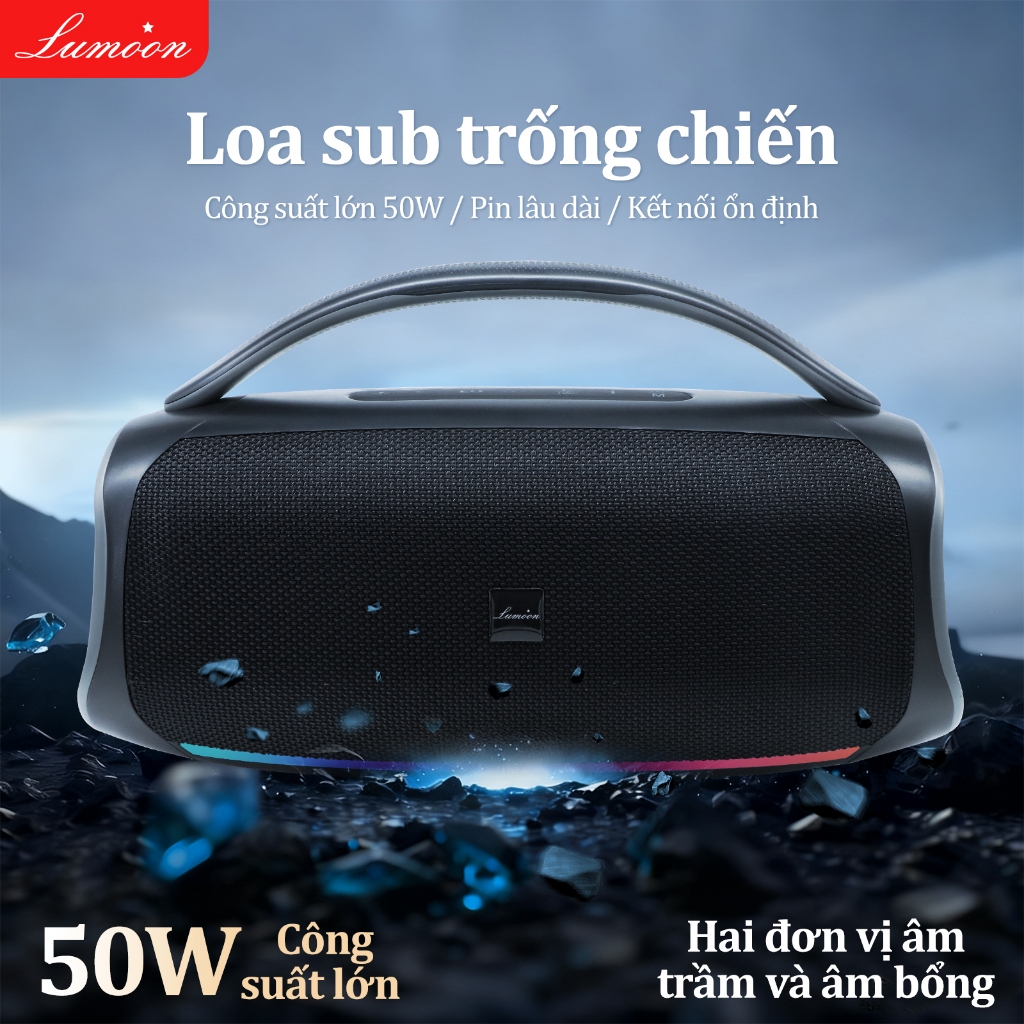 Lumoon AS-BB109 loa sub 50W, bass 90mm siêu mạnh, Bluetooth 5.3 ổn định, pin lâu, âm thanh vòm 3D, d