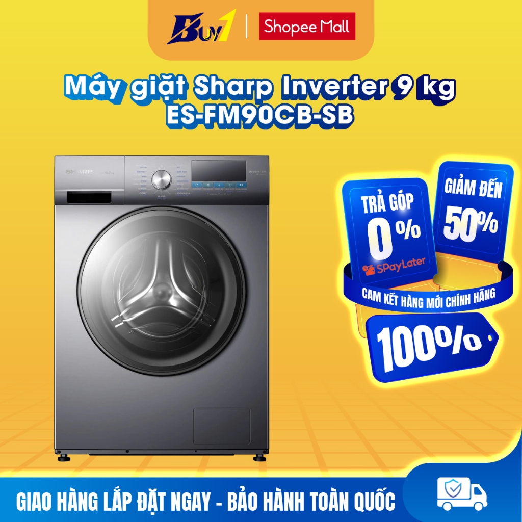 ES-FM90CB-SB - Máy giặt Sharp Inverter 9 kg ES-FM90CB-SB - Hàng chính hãng