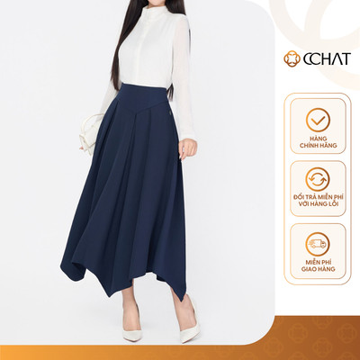 Chân Váy 𝐂𝐂𝐇𝐀𝐓 Dáng Xòe Ivyvu Cạp Trước Kiểu Lệch Trái Chất Liệu Tuytsi Cao Cấp 25CDS2019XT