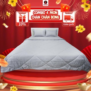 Set 4 Món Chăn Chần Bông T200 (1 Ga Giường + 2 Vỏ Gối Nằm + 1 Chăn Chần Bông) Đệ Nhất Vải Mềm Mịn, Mát, Thấm Hút Tốt