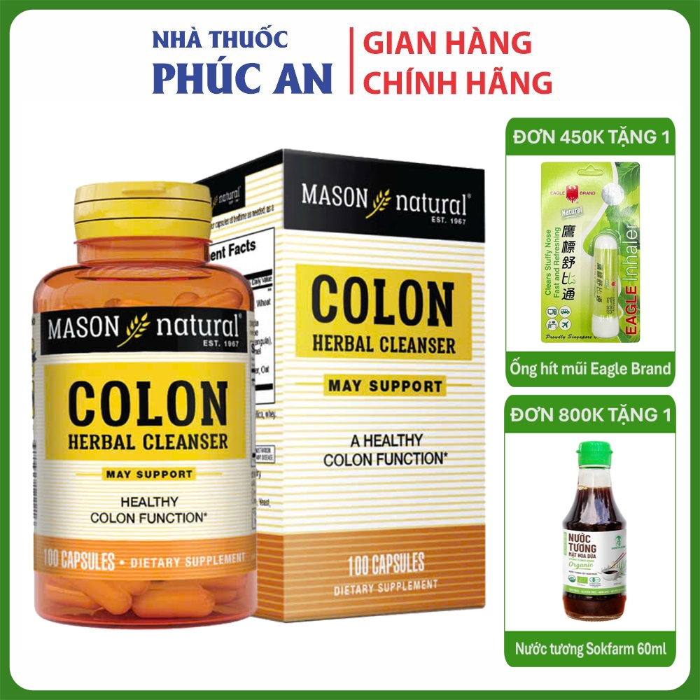TPBVSK viên hỗ trợ đại tràng Mason Natural Herbal Colon Cleanser Mỹ 60 - 100 viên