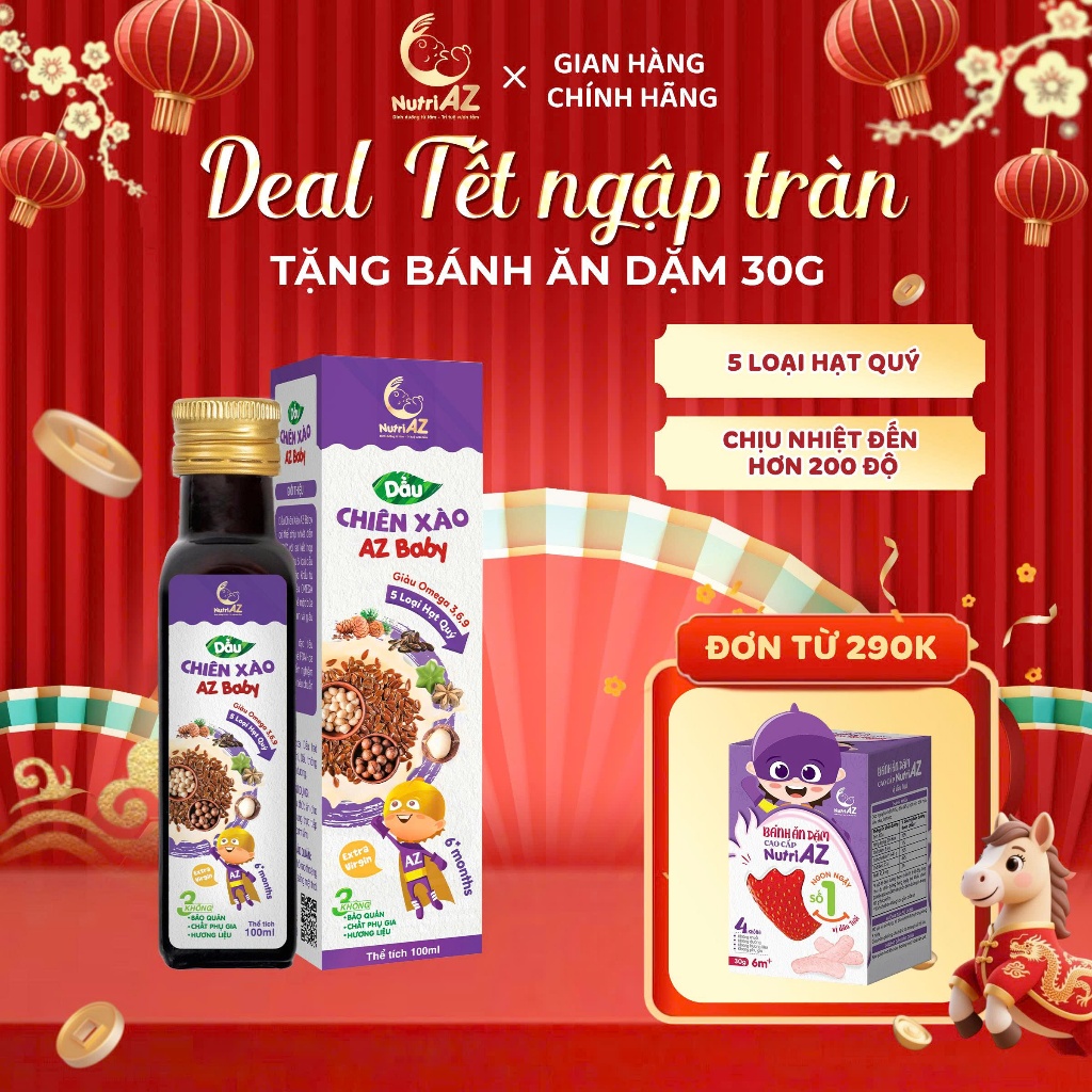 Dầu Chiên Xào Cho Bé NutriAZ 5 Hạt Quý Ăn Dặm Cho Bé Nhập Khẩu Châu Âu Bổ Sung Dưỡng Chất Giúp Bé Ăn Ngon