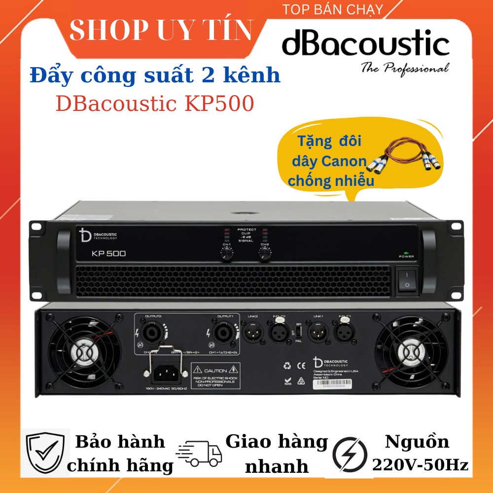 Đẩy 2 kênh Công Suất DBacoustic KP500 Mạch Khuếch Đại Class AB . Bảo hành chính hãng.