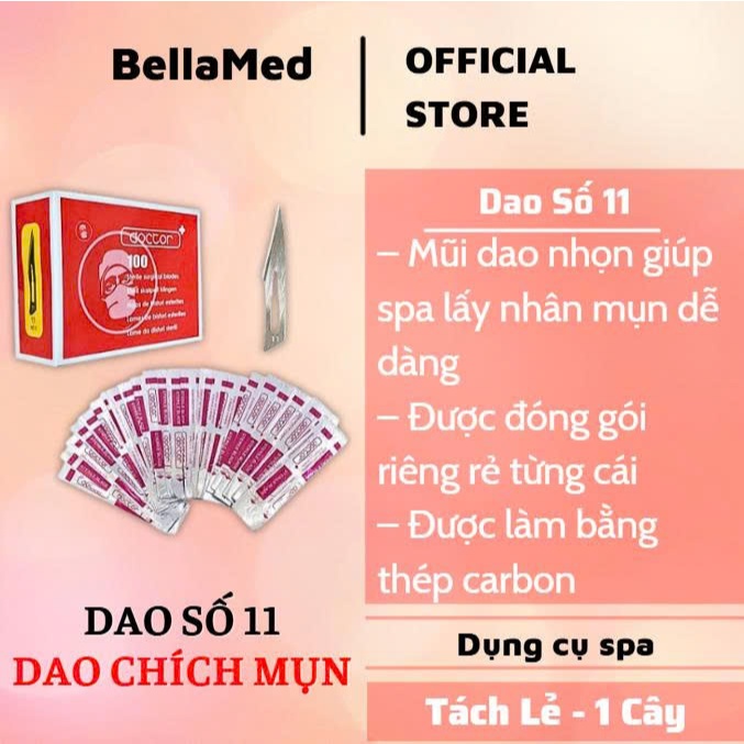 Dao lấy mụn - dao số 11 mổ y tế (hộp 100c)