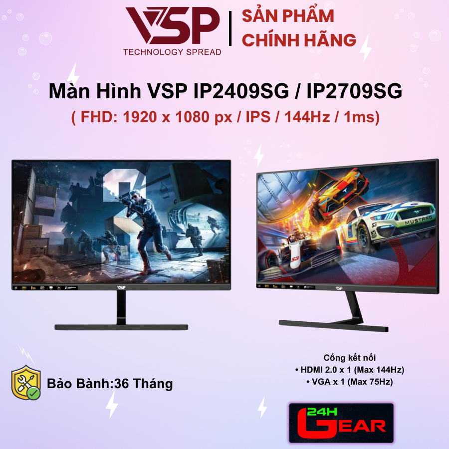Màn Hình máy tính VSP IP2409SG (24inch) IP2709SG (27inch) IPS / FHD / 144Hz / 1ms - Chính Hãng