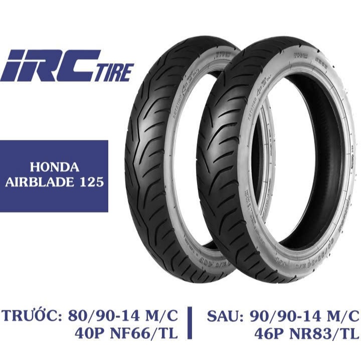Vỏ lốp IRC gắn cho AB 125, VARIO 125, VISION size 90/90-14, 80/90-14 không săm mới 100% chính hãng