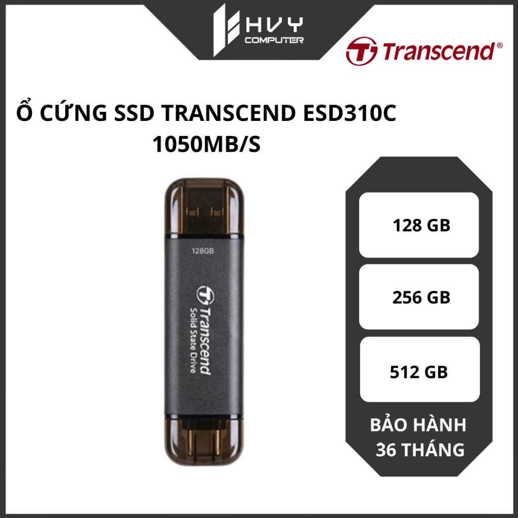 Ổ cứng SSD Transcend ESD310C 1050MB/s 128/256/512GB | Truyền tải dữ liệu nhanh - Hàng chính hãng
