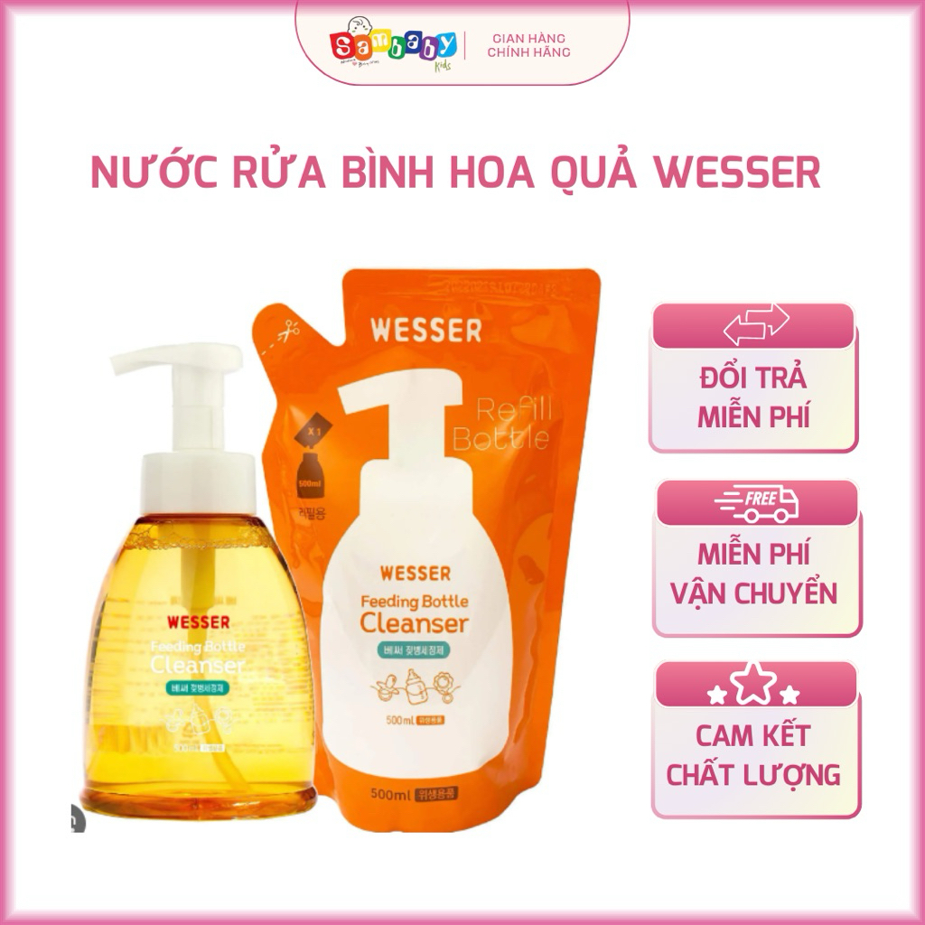 NƯỚC RỬA BÌNH SỮA HÀN QUỐC WESSER 500ml